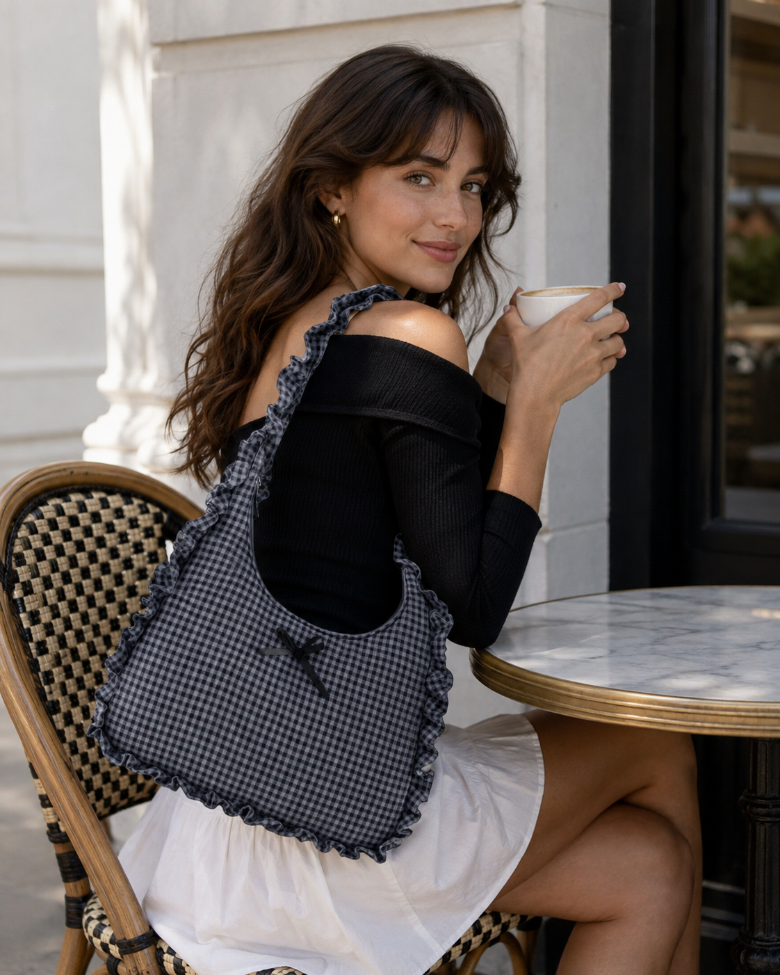 Ruffle Bow Shoulder Bag