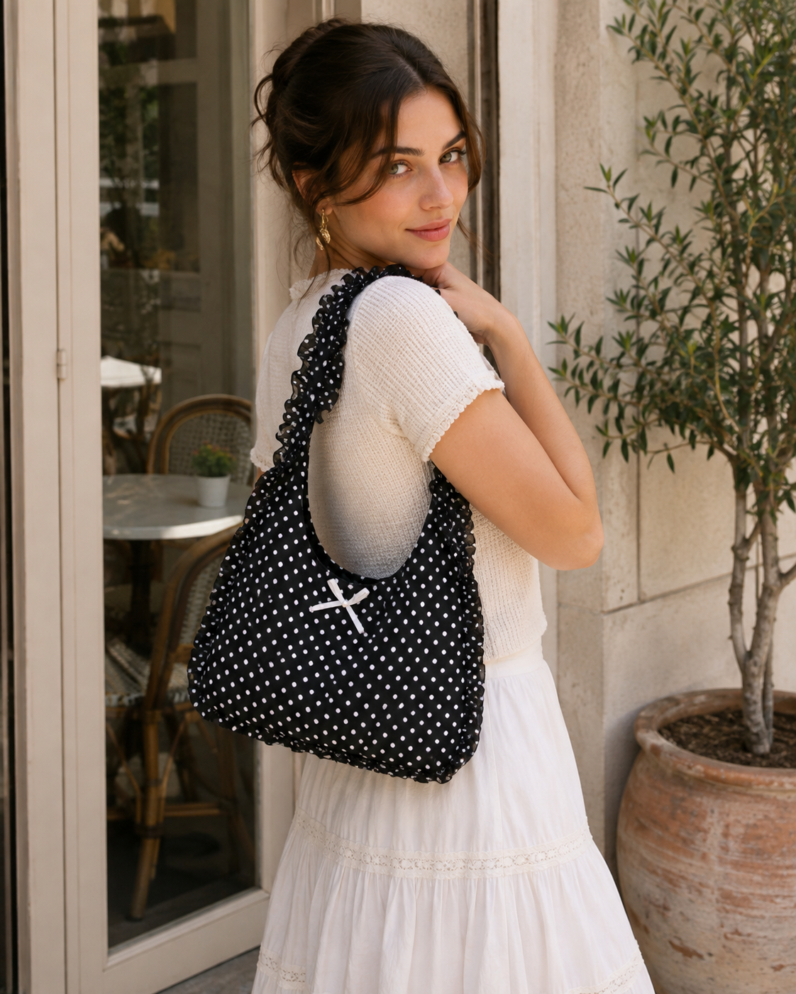Ruffle Bow Shoulder Bag
